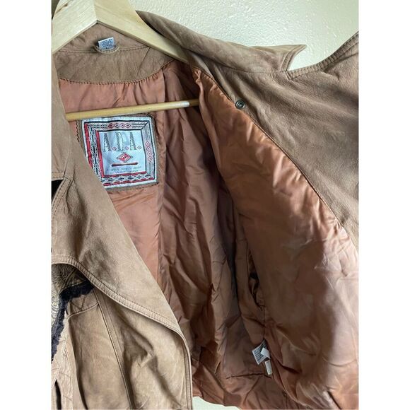 Vintage A.D.A. Leather Bomber Jacket with Tooled Southwestern Theme Women’s L - Picture 7 of 12